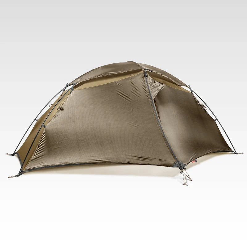 The Free Spirits Goromity Tent in Coyote Tan, three-quarter view of the closed dome flysheet on a white background. Main image