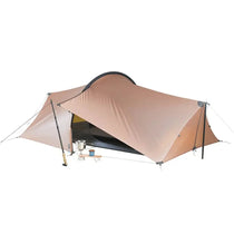 TFS Enran 2 Camel ultralight tent interior with camping gear and cook setup inside