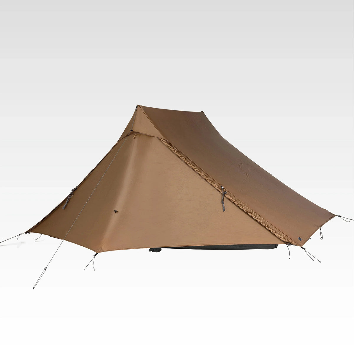 TFS Libra 2 trekking-pole tent in coffee brown, three-quarter view pitched on a single trekking pole. Main image