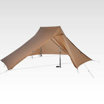 TFS Libra 2 trekking-pole tent in coffee brown pitched with poles, three-quarter view.