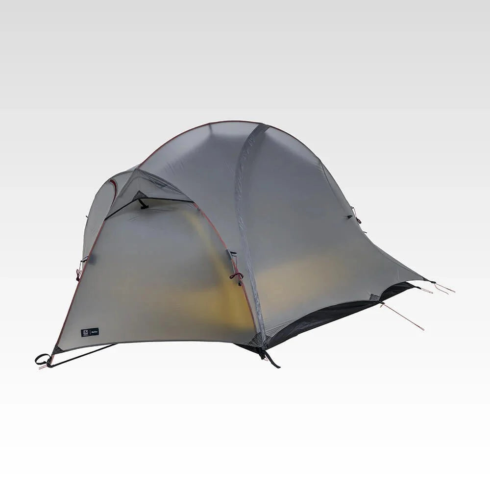 Grey TFS Skyline ultralight 1.5-person tent, semi-geodesic design with full rainfly, DAC poles visible