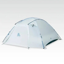 TFS Stars 4 dome tent in Dawn White, three-quarter view of the freestanding rainfly with The Free Spirits branding.