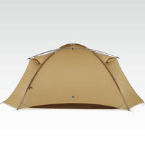 TFS Stars 4 tent in Desert Yellow, door unzipped showing the mesh inner and interior floor.